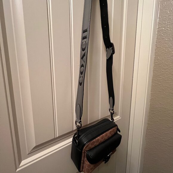 Authentic COACH Detachable Shoulder Leather Strap (silver hardware/gray/black) - Picture 4 of 5